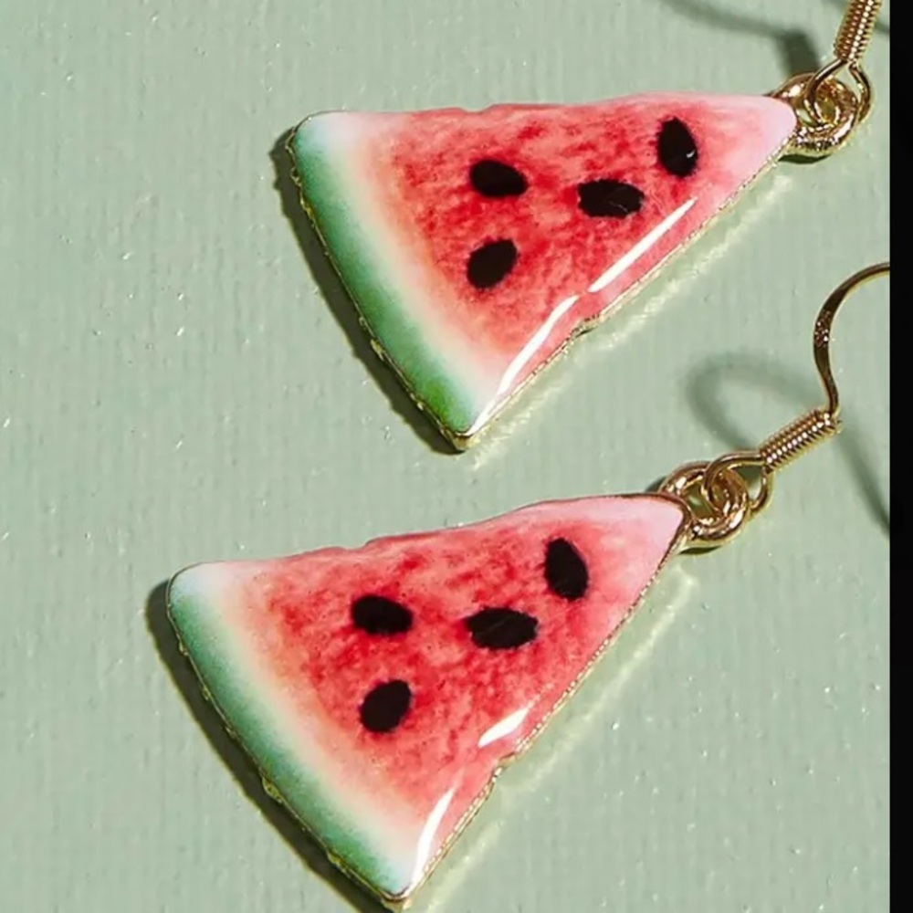 🔴 Watermelon Wedge Dangle Earrings